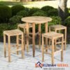 Set Meja Bar Bundar 4 Kursi Kayu Jati Solid