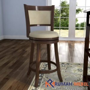 Kursi Bar Putar Leda Kayu Jati