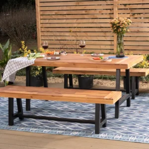 Set Bangku Cafe Minimalis Outdoor Kayu Jati