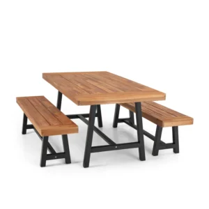 Set Bangku Cafe Minimalis Outdoor Kayu Jati