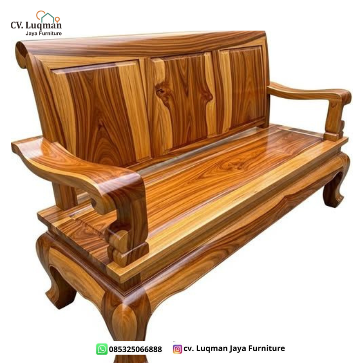 Sofa Bangku Jati Solid – Kemewahan Alami dalam Ruang Tamu Anda