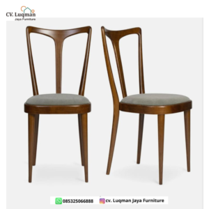 Kursi Cafe Kayu Solid Jati Desain Scandinavian Modern Dark Walnut