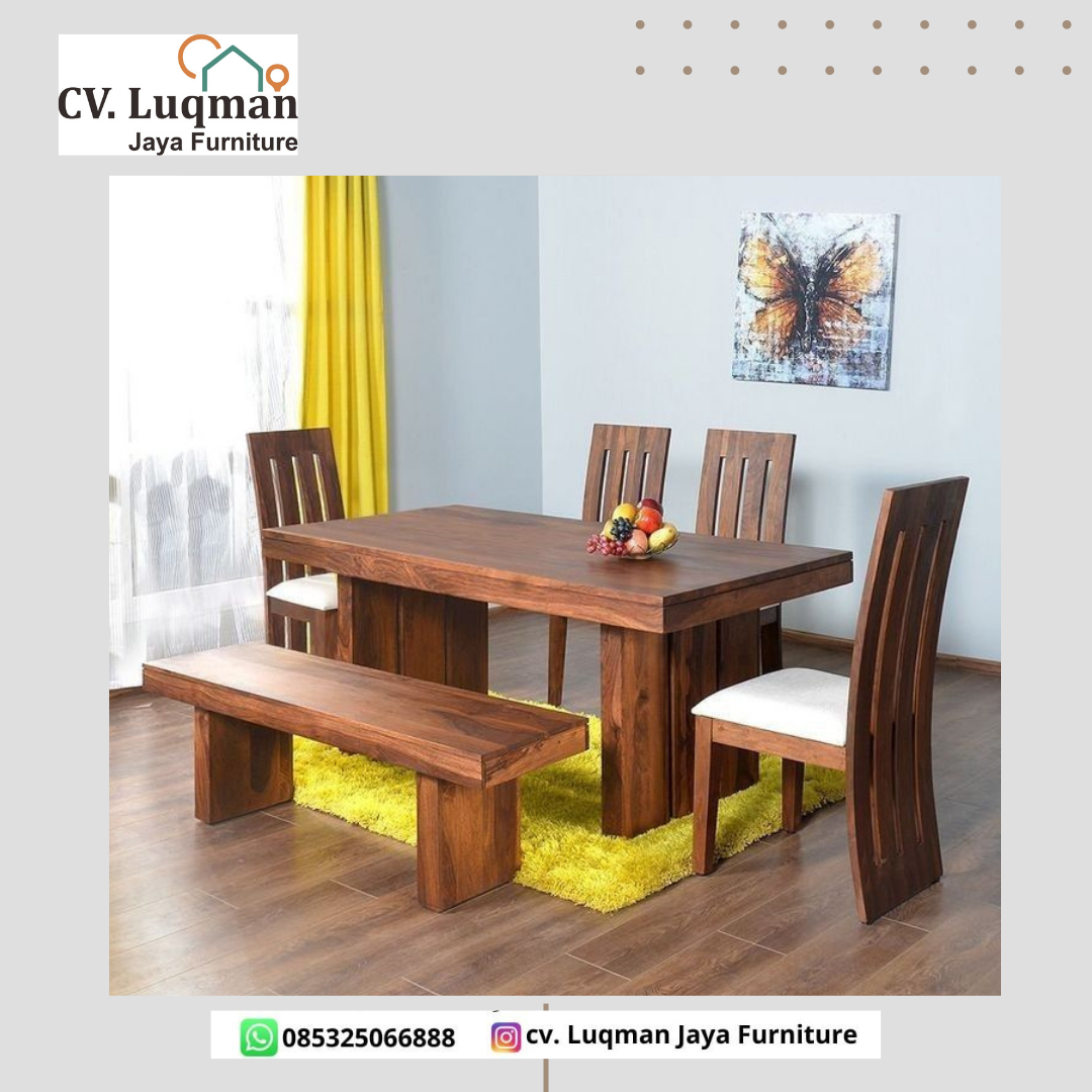 Set Meja Makan Jati Minimalis dengan Desain Modern