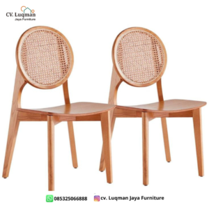 Kursi Makan Kayu Jati Solid & Anyaman Rotan Jepara
