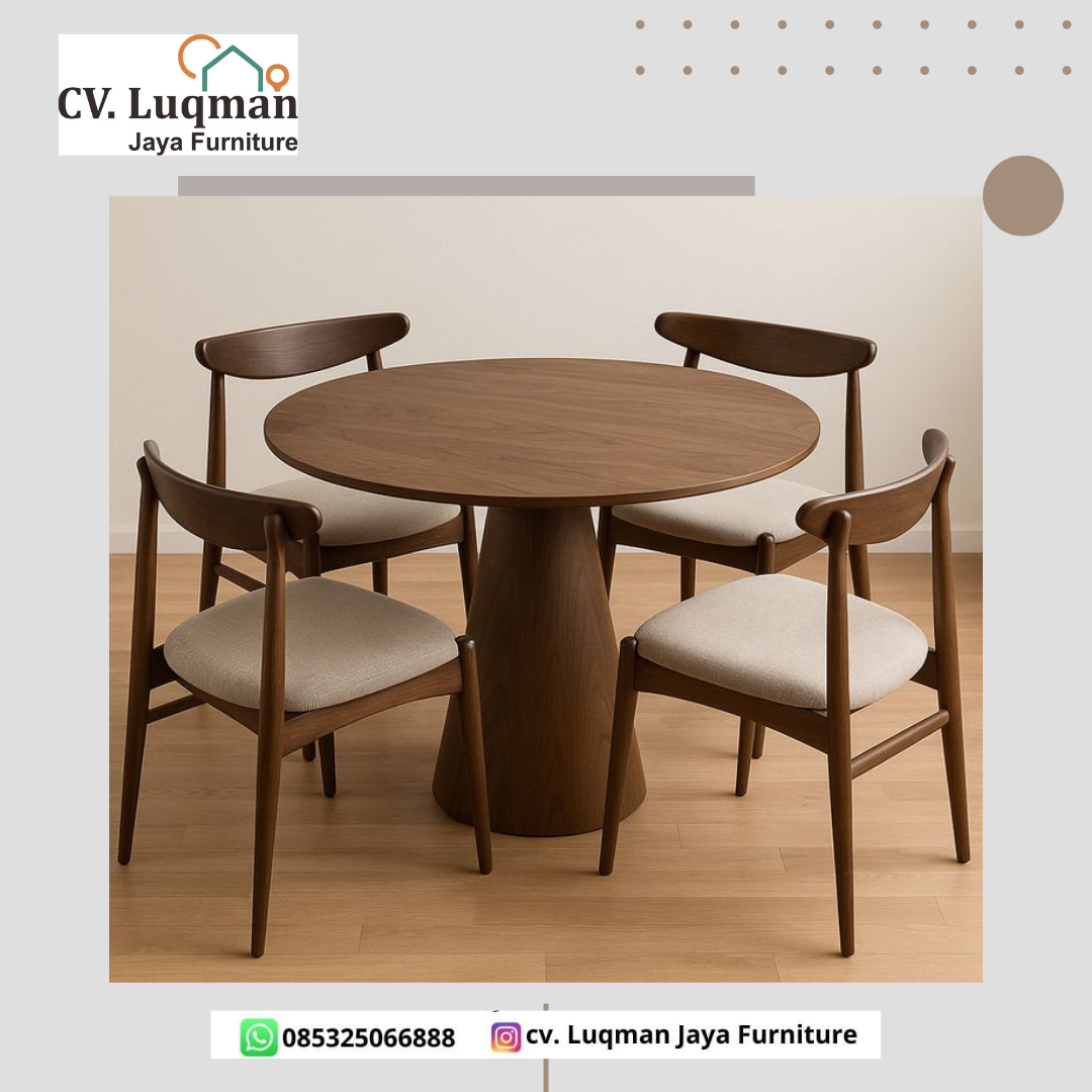 Set Meja Makan Bundar Minimalis - Scandinavian Series