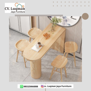 Set Meja Bar Scandi Series Kayu Jati Solid