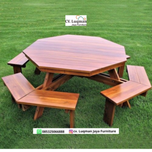 Meja Piknik Kayu Jati Eksklusif dari CV. Luqman Jaya Furniture