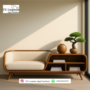Sofa Minimalis Kayu Jati Desain Melengkung Eksklusif - Produksi Asli Jepara